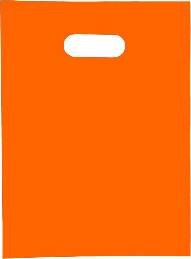 Merchandise Bags 100 Orange 9"x12" Size 1.5Mil Thick With Handles