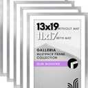 Americanflat 13x19 Picture Frame with Polished Plexiglass - Set of 5 - Use as 11x17 Frame with Mat or Display 13x19 Photo Without Mat - Galleria Collection - Picture Frames for Wall Display - Silver