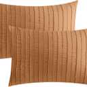 JELLYMONI Pillowcases King Size Rust 2 Pack Boho Striped Bed Pillow Covers 20x36in Polyester Envelope Pillow Shams Tufted Bohemian Textured (Pillows are not Included)