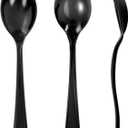 WDF 300 Pieces Black Plastic Mini Spoons-4 Inches Black Plastic Tasting Spoons for Desserts-Heavy Duty Plastic Spoons Perfect for Coffee/Cake/Desserts/Appetizers for Halloween New Year/Graduation