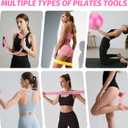 Pilates Ring Kit for Home Workouts, Pilates Equipment Essentials Kit with Magic Circle, Yoga Ring, Resistance Band, Ball, Accessories, Pilates Sets for Women as Fitness Gift (Pink)