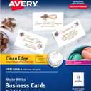 Avery Clean Edge Printable Business Cards, Sure Feed Technology, 2" x 3.5", White, 2,000 Blank Cards for Laser Printers (5870)