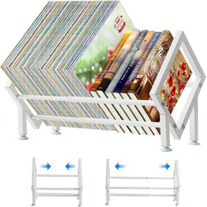 ENCIMART Tabletop Bookshelf Organizer, Adjustable Desk Shelf for Top of Desk in Living Room, Home, Office, Stainless Steel Tilting Bookcase Desktop Storage Book Rack for Magazine/CDs/Books Display