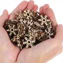 2 x 100pcs Assorted Pattern Wooden Pieces Christmas Snowflake Cutouts Craft Embellishments DIY Decorative Accessories Manual Ornament for DIY Art