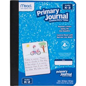 Mead Primary Journal Creative Story Tablet, Grades K-2, 7-1/2" x 9-3/4", 100 Sheets per Journal, Blue (09554)