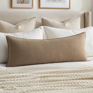 MIULEE Decorative Long Lumbar Throw Pillow Cover for Bed 14x36 Khaki Boho Farmhouse Neutral Couch Pillowcase Pack of 1 Accent Modern Sofa Cushion Livingroom Home Decor (Covers Only)