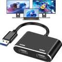 USB to HDMI Adapter for 2 Monitors, USB 3.0 to Dual HDMI Adapter 1920 * 1080P@60HZ Full HD Audio Video Graphics Converter Compatible with Windows