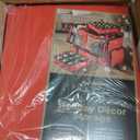 ZOBER All in One Christmas Ornament Storage Box & Decoration Container - Easy Access Removable Trays, Keeps 73 Ornaments - Adjustable Extent Area for Figurines and Pockets for Decoration - Red