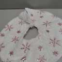 TWSANTAMAS Mini Christmas Tree Skirt 18 Inch, Soft White Plush with Pink Glitter Snowflakes, Festive Xmas Ornament Mat for Indoor Home Decorations