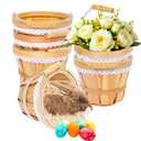 YPshuye Wooden Baskets 10" x 6.5", 6 Pack Natural Apple Harvest Baskets