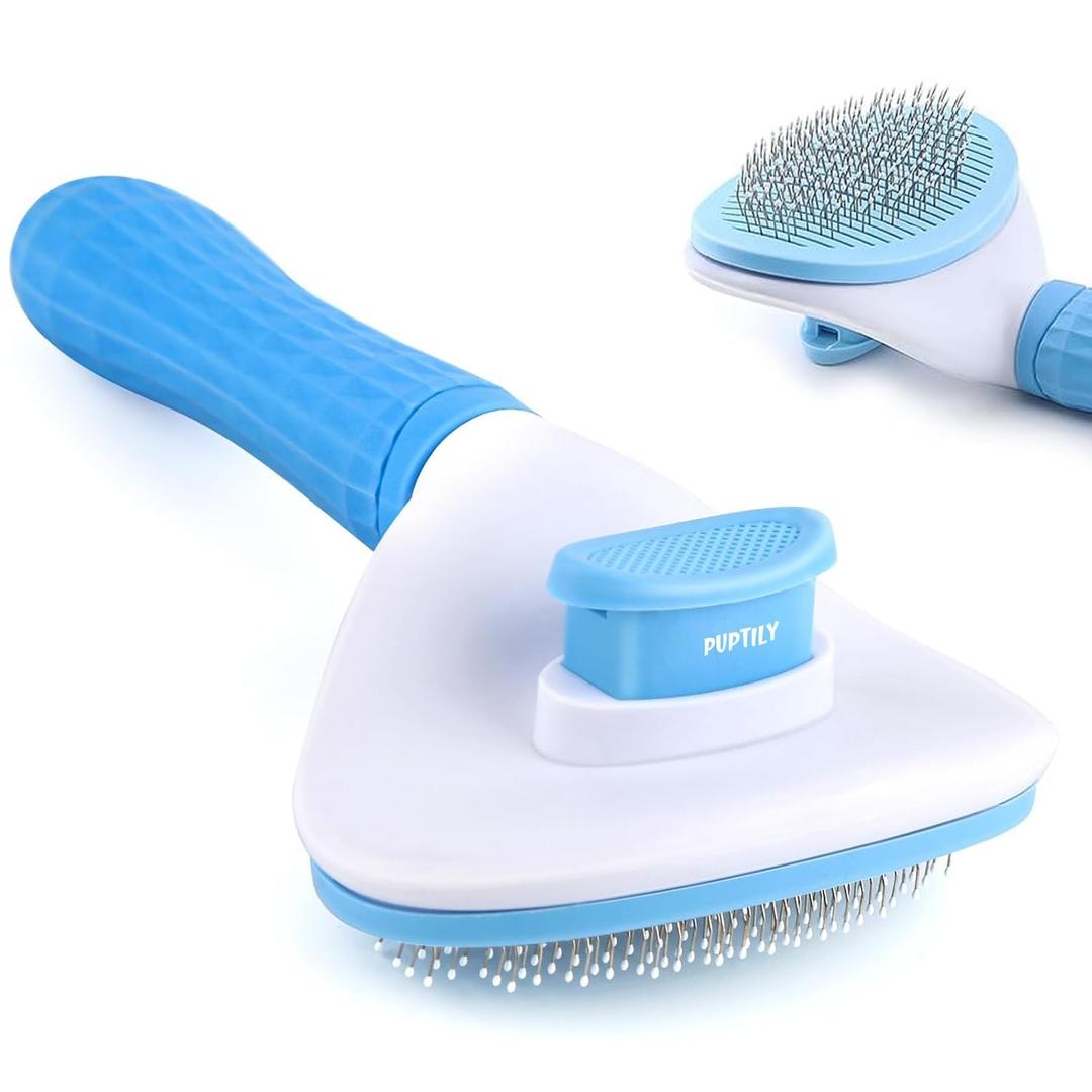 Cat Brush Self Cleaning Slicker with Release Button, Dog Shedding Brush for Grooming, Cat Comb Pet Massage Tool Suitable for Long or Short Pet Hair Cleaner, Removes Tangles & Loose Fur