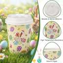 80 Pack Easter Disposable Coffee Cups with Lids 12oz Hot Cold Easter Egg Bunny Paper Drinking Cups for Spring Party Supplies