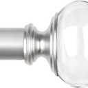 Curtain Rods 32 to 58 Inch (2.6-4.8ft), USFOOK 7/8 Inch Telescoping Splicing Drapery Rods for Windows 20 to 54 Inch, Decoration for Home with Light Silver Translucent Finials