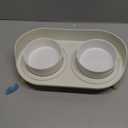 Raised Cat Food and Water Bowl Set - Elevated Ceramic Dishes With Non-Slip Stand and Splash Guard for Small Dogs - 2 x 480 ML (16.2 OZ) (White)