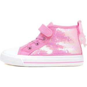 HugRain Toddler Girls Kids Sparkle Fashion Outdoor Walking Sneakers (Sequins Pink), Size 8