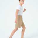 Haloumoning Boys Corduroy Shorts Kids Casual Elastic Waist Drawstring Summer Shorts with Pockets 5-14 Years (Beige)