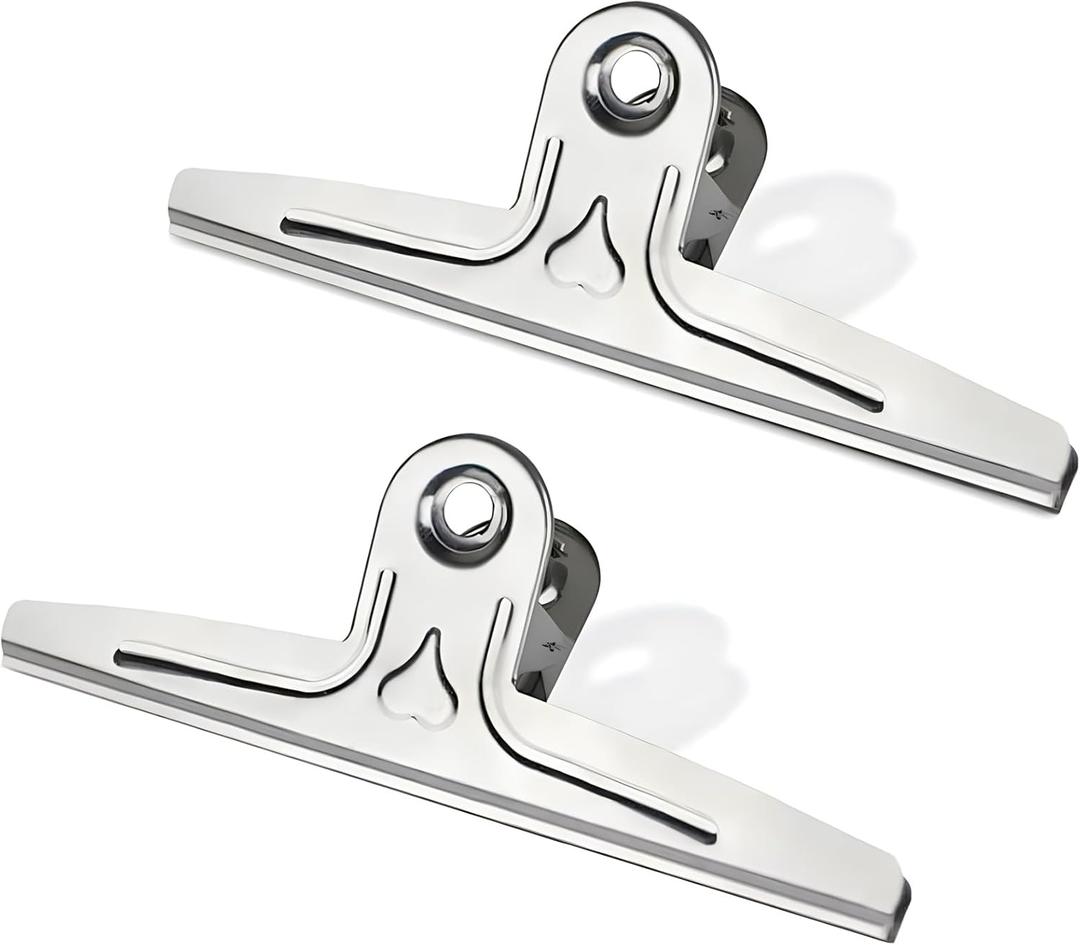 Coideal Extra Large Bulldog Paper Clips, 30cm Jumbo XXL Easel Clips Stainless Steel 2 Pcs Heavy Duty Binder Clamps for Office File (Silver, 11 4/5 Inch) (Sliver)