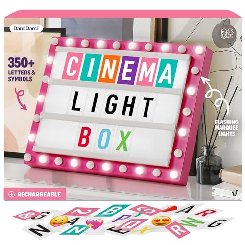 Dan&Darci Cinema Light Box for Girls - Gifts for 8 9 10 11 12 Years - Gifts for 10 Year Old Girl - Pink Christmas Decor for Teen Girls Bedroom - Preteen Room, Tween, Girl Trendy Stuff Birthday Gift