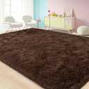Large Area Rugs for Living Room Bedroom, 6x9 Feet Brown Fluffy Shag Rugs, Ultra Soft Shaggy Plush Fuzzy Modern Indoor Throw Floor Carpet for Kids Girls Boys Dorm Nursery Home Decor Aesthetic
