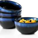 glowworm Cereal Bowls, 24 OZ Soup Bowls Set of 4, Porcelain Bowls for Kitchen, Dessert Bowls for Ice Cream, Oatmeal, Snack, Dishwasher & Microwave Safe, Gradient Blue