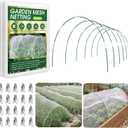 Garden Netting Kit for Raised Beds, 10x30FT Ultra Fine Mesh Netting＆ 6 Sets of 8FT Fiberglass Garden Hoops, Row Cover Insect Netting for Vegetable Plant Fruit Flowers Protection