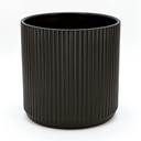 Amazon Basics Fluted Round Ceramic Planter, 8-inch, Black