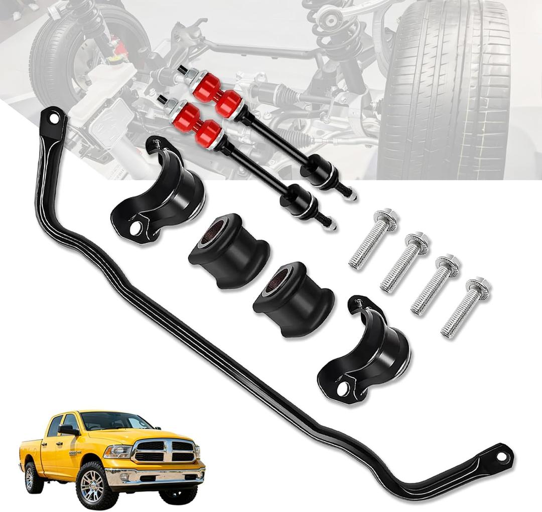 55398938AC Front Stabilizer Bar and K80894 Sway Bar Kit Compatible with Dodge Ram 1500 2009-2010 Ram 1500 2011-2018 Ram Classic 1500 4WD 2019-2022 with Bushing Kit #55398938AB