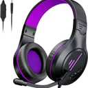 Anivia Gaming Headset with Microphone for PC Computer, Wired Over-Ear Game Headphones with Mic, Compatible with PS5, PS4, Xbox, Black Purple