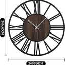 LEIKE Large Wall Clocks,Silent,Non Ticking,Battery Operated Big Retro Round Modern Wood Wall Clock for Living Room, Bedroom,Dinning Room,Farmhouse,Office,Home Decor-20 Inch(Black-Roman Numerals)