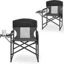Heavy-Duty Director Camping Chair 2-Pack with Side Table, Black