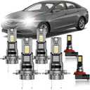 for Hyundai Sonata 2011-2014 Fog Lights Bulbs Combo, 4pcs Super Bright White Dual Beam and Fog Lights Blubs Package, 1:1 Size as Stock Bulbs, Plug and Play