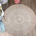 Modern Abstract Rug 5.2Ft Large Round Bedroom Rug Soft Mat Contemporary Living Room Nonslip Floor Carpet Geometric Dining Room Area Rug Circle Carpet Throw Rug for Home Decor, Coffee