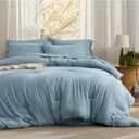 Bedsure California King Size Comforter Set, Dusty Blue Soft Prewashed Bedding for All Seasons, 7 Pieces Warm Winter Down Alternative Bed Set, Fluffy Bed in a Bag with Sheets, Pillowcases & Shams