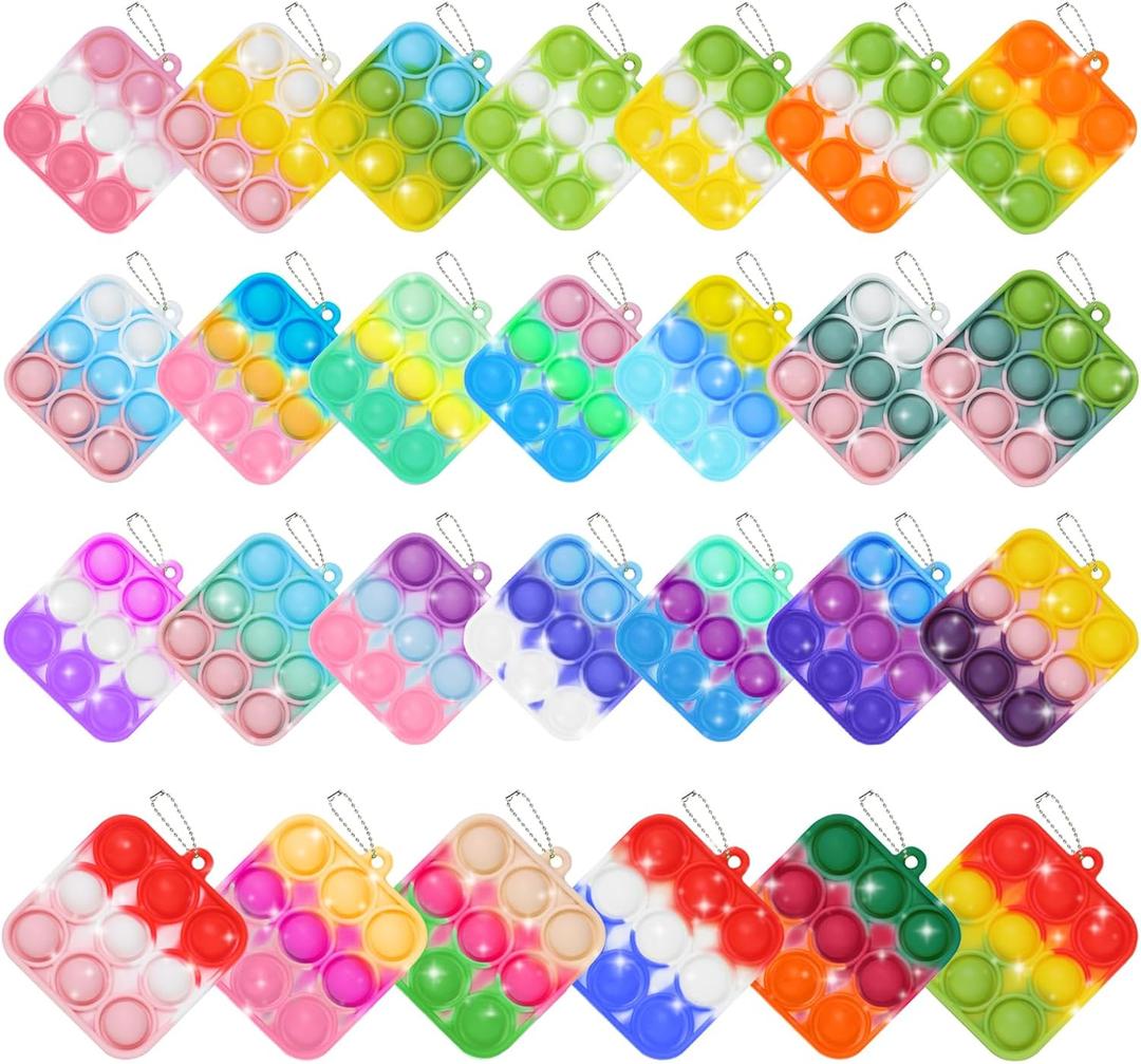 30PCS Party Favors for Kids,Bulk Fidget Toys, Birthday Party Toys, Small Classroom Prizes Box Fidgets Toys for Kids Toddlers Adult, Goodie Bag Stuffers, Treasure Chest, Bubbles Poppers (Square)