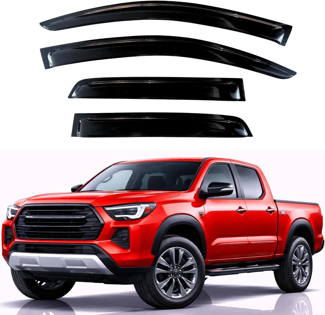 KPY Rain Guards Fit for 2024-2026 Toyota Tacoma Double Cab, Out-Channel Window Visors Vent Wind Deflectors 4PC, Truck Accessories for 24-26 Tacoma Crew Cab (Full-Size Cabs)