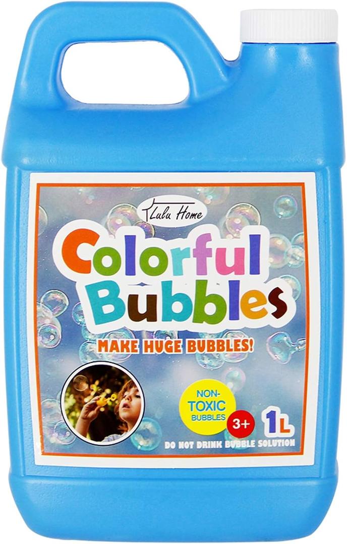 Lulu Home 33.8 OZ/1 L Concentrated Bubble Solution, Refill for Bubble Machines, Giant Wands, and Blowers - Up to 2.5 Gallons for Kids' Birthday Parties