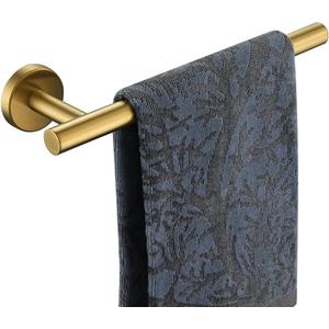 JQK Hand Towel Bar Gold, 10 Inch Thicken 0.8mm 304 Stainless Steel Bathroom Hand Towel Holder, 9 Inch Useable Length Wall Mount, Brushed Gold, THH110L9-BG
