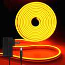 iNextStation Orange Led Strip Lights, 16.4Ft/5m Neon Led Light Strip with Power Adapter, 12V Waterproof Silicone Flex LED Neon Rope Lights for Bedroom Wall Festival Party Sign DIY Decor