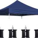 Eurmax USA 10x10 Pop Up Canopy Replacement Top,Universal Instant Canopy Cover ONLY,Heavy Duty UPF 50+ UV Protection,Water & Wind Resistant Tarp, Bonus 4 Sand Bags (Navy Blue)