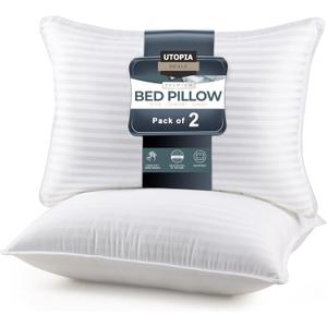 Utopia Bedding Bed Pillows for Sleeping Standard Size (White), Set of 2, Cooling Hotel Quality, for Back, Stomach or Side Sleepers