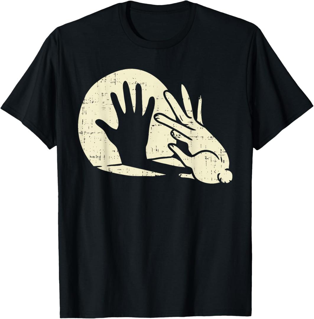 Funny Rabbit Shirt Animal Bunny Lover Shadow Play Pun Gift T-Shirt