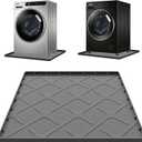 Washing Machine Drain Pan Silicone Mat, 32 x 30 Inch Washer Drip Tray, Non-Slip Waterproof Washer Tray for Floor Protection, Anti-Vibration Mat for Washer or Dryer