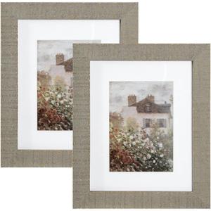 8x10 Wood Picture Frame Rustic Photo Frame Real Glass for Wall and Tabletop 2 Pack