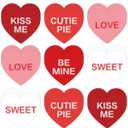 3 x FYSUIMU Valentine's Day Heart Cutouts Cut-Outs Red White Conversation Heart Paper Cutting with 100 Pcs Glue Points for School Classroom Bulletin Board Decor DIY Crafts Party, 50 Pcs