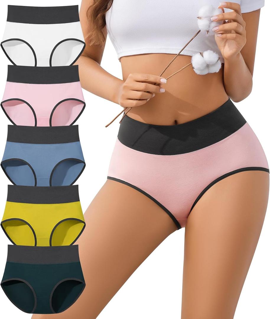 Cotton Underwear Womens High Waisted Briefs Full Coverage Postpartum C Section Soft Breathable Granny Panties 5 Pack