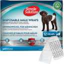 Simple Solution Disposable Male Wraps, Absorbent Leak Proof Belly Bands for Dogs, Incontinence Aid, Puppy Training, Marking Control, and Travel Protection, Medium Dogs, 15-23 Inch Waist, 30 Count