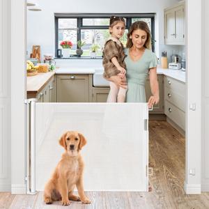 Retractable Baby Gates for Doorways 33 Tall X 55 Wide Retractable Baby Gate for Stairs Outdoor Dog Gate Indoor Doorway Mesh Gates for Kids or Pets to Providing a Safe Environment to Play, White
