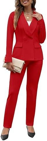 Women's Fall Business Pant Suit Long Sleeve Formal 2 Piece Blazer Set Casual Office Work Outfits 2024, M