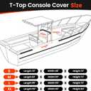 1200D Heavy Duty Waterproof T-Top Boat Center Console Cover with Motor Cover, Thick Tear-Resistant Marine Grade Polyester for T-Top Boat Center Console and Helm, 110" L x 60" W x 84" H, Gray