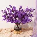 Yastouay 5 Pcs Fake Flowers Artificial Flowers, Real Touch Silk Flowers Faux Flowers for Decorations, Purple Babys Breath Artificial Flowers Bulk for Spring Summer Decor Floral Arrangement